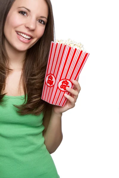 Mädchen isst Popcorn — Stockfoto