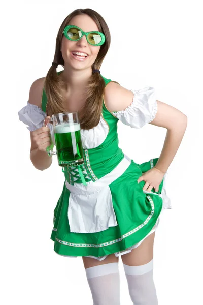 Saint Patricks Dag Bier Meisje — Stockfoto