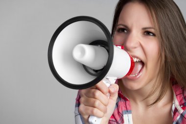 Yelling Megaphone Woman clipart