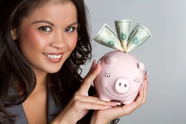 Piggy Bank Mulher — Fotografia de Stock