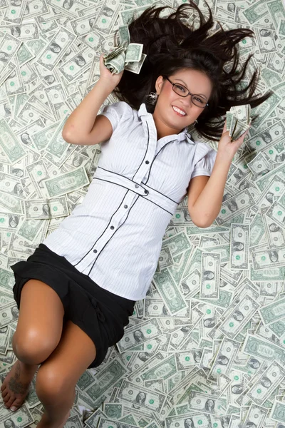 Peníze žena — Stock fotografie