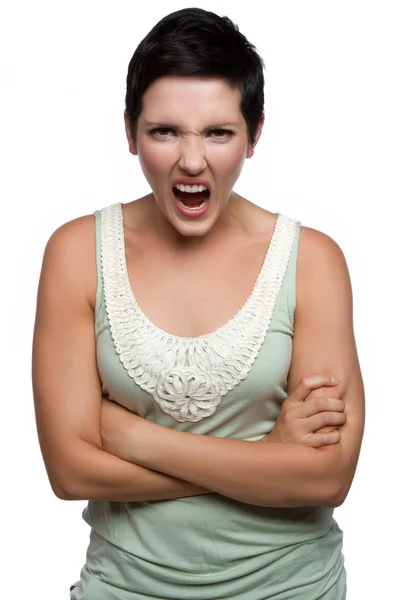 Wściekły wrzask kobieta — Zdjęcie stockowe