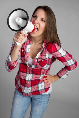 Megaphone Bullhorn Woman clipart