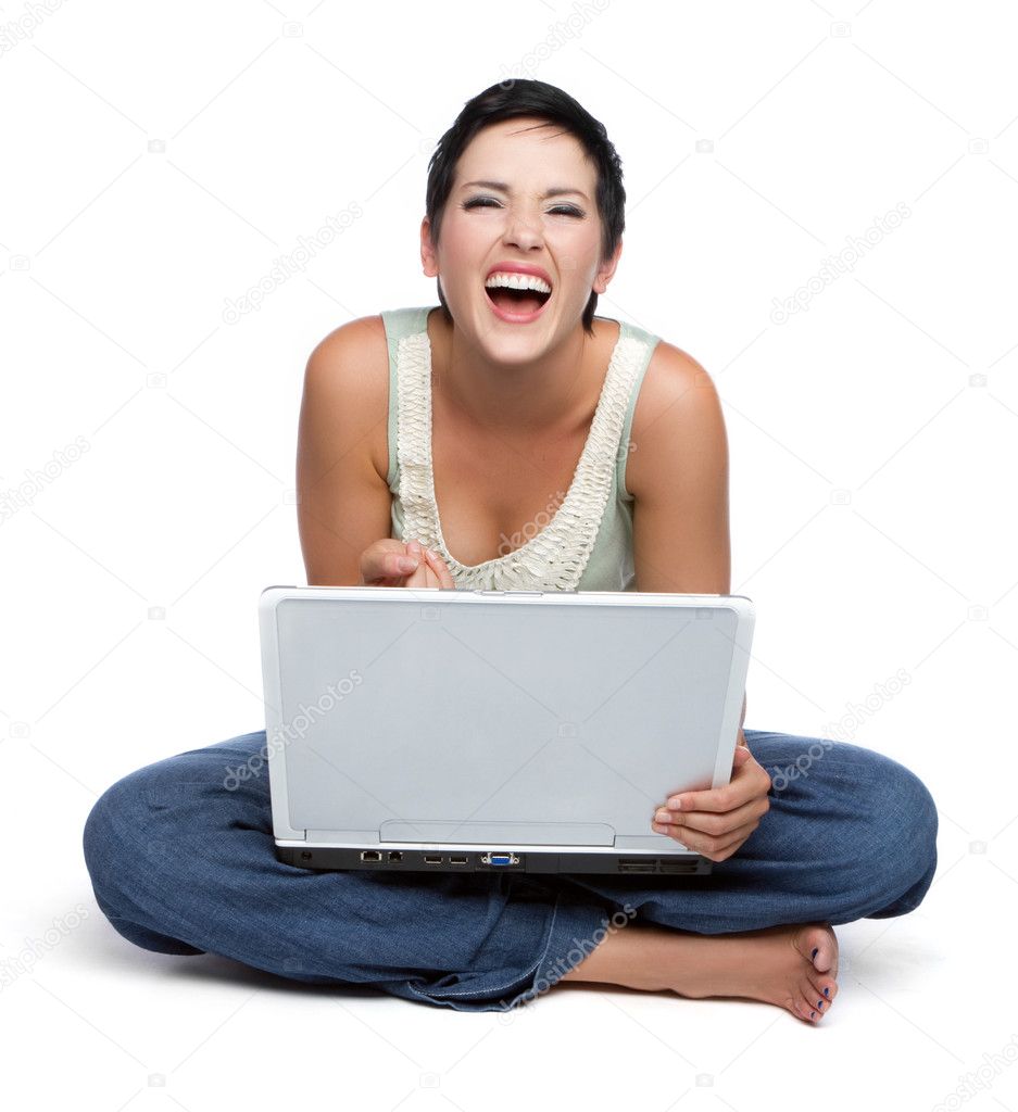Laughing Laptop Woman
