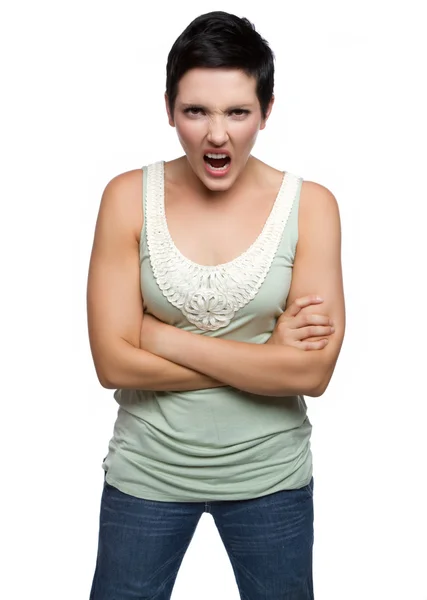 Naštvaná žena křičí — Stock fotografie