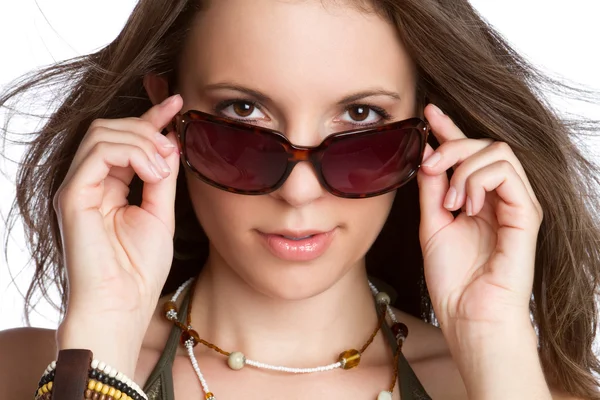 Жінка сексуальні сонцезахисні окуляри — стокове фото