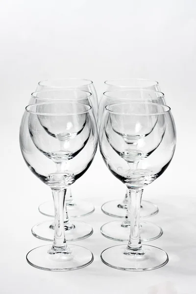 Empty six glass for vine on white — Stock Photo, Image