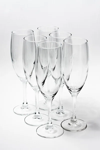 Six empty glass isolated on white — Stock Photo, Image