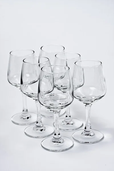 Sex tomma glas isolerade på vit — Stockfoto