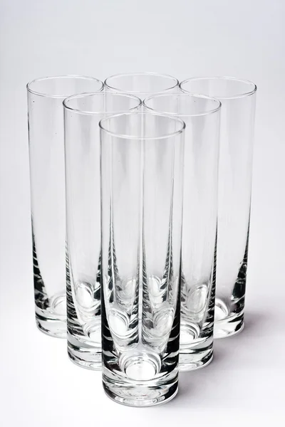 Seis vasos vacíos aislados en blanco —  Fotos de Stock