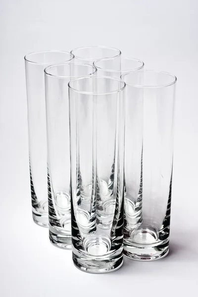 Six verre vide isolé sur blanc — Photo