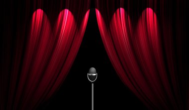 Theatre stage curtain and the microphone clipart