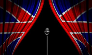 Theatre stage curtain and the microphone clipart