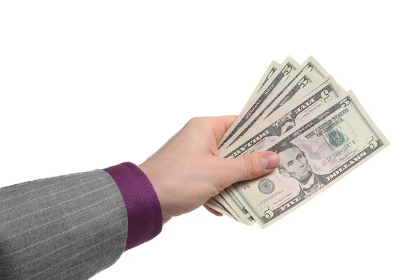 Penge i hånden isoleret på hvid - Stock-foto