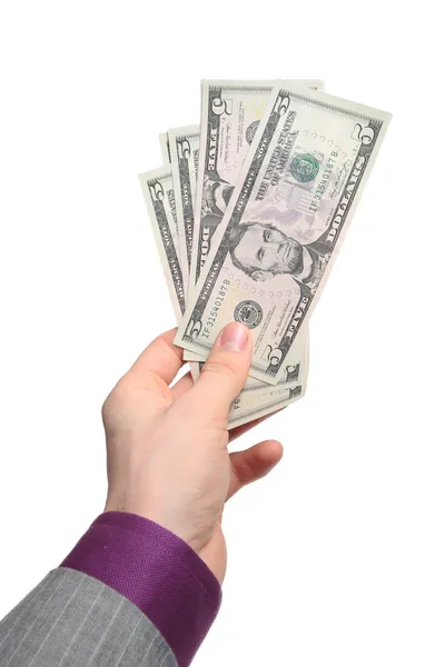 Penge i hånden isoleret på hvid - Stock-foto