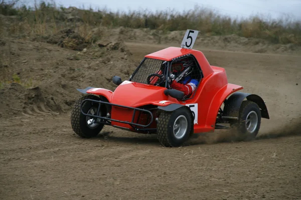 Rally car on dirt gravel track — Stock Photo, Image