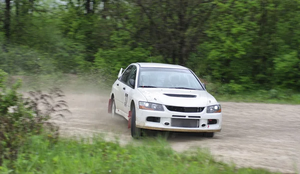White rally car on the racing — Stock Photo, Image