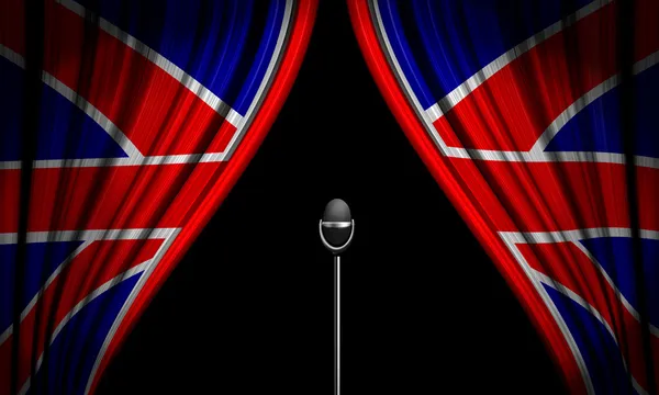 Tiyatro sahne perdesi ve mikrofon