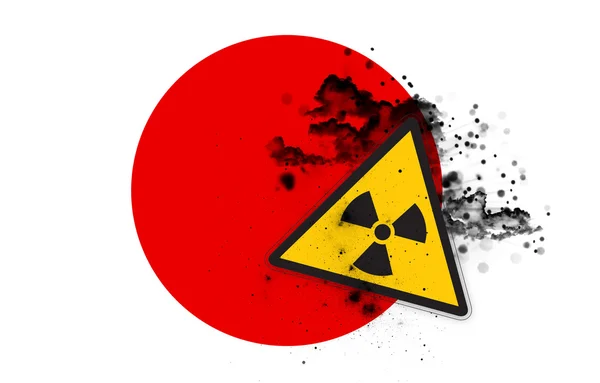 Japanische Flagge mit Symbol der Strahlung — Stockfoto