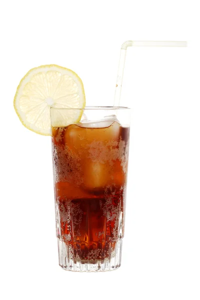 Glas cola met lemon segment — Stockfoto