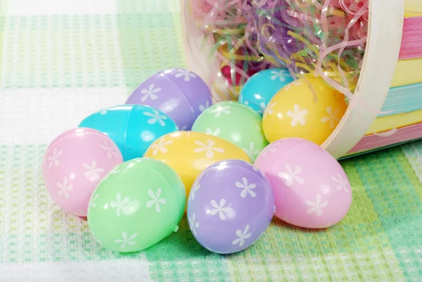 Macro of spilled easter eggs — Stock Photo, Image