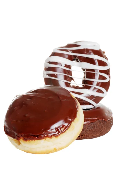 Stapel van chocolade donuts — Stockfoto