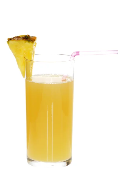 Ananasjuice med sugrör — Stockfoto