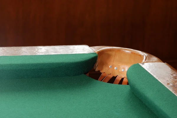 Pool table corner pocket — Stock Photo, Image