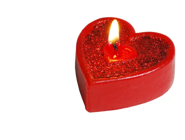 Красная свеча сердца изолирована — стоковое фото