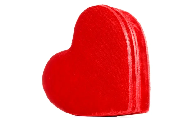 Caixa de coração de veludo vermelho — Fotografia de Stock