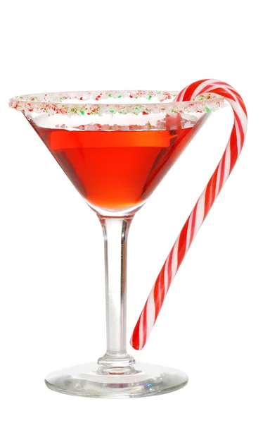 Holiday martini with a candy cane — Stockfoto