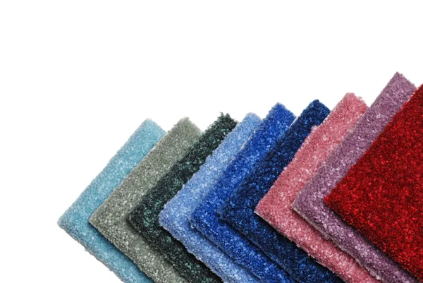 Rij van kleurrijke tapijt monsters — Stockfoto
