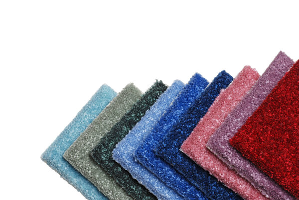 Row of colorful carpet samples