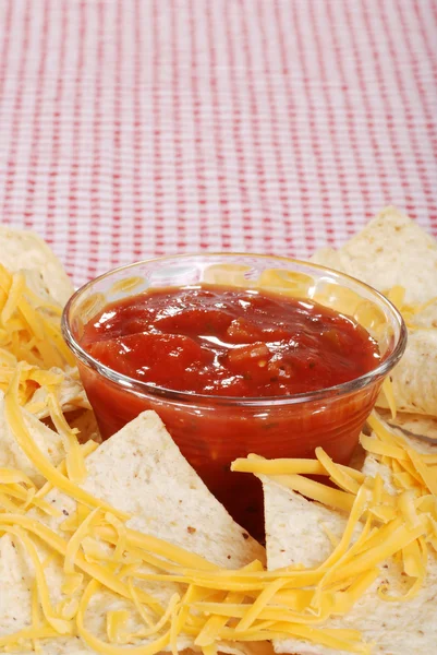 Salsa nachos e queijo — Fotografia de Stock