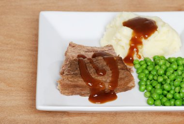 Roast beef mashed potatoes gravy and peas clipart