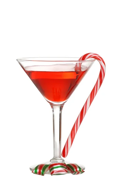 圣诞糖果与红色马提尼酒 — 图库照片