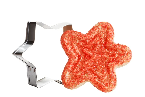 Christmas star cookie with cutter — Stock Photo, Image