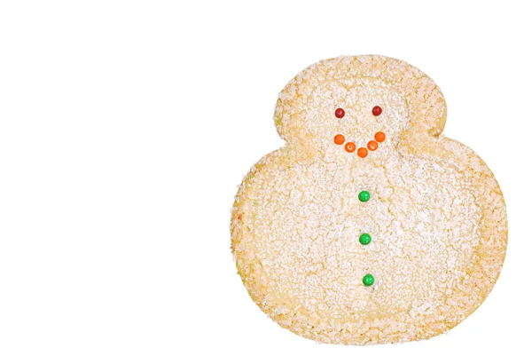 Na białym tle Boże Narodzenie bałwan cookie — Zdjęcie stockowe