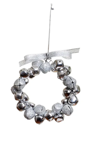 Silver bell wreath ornament — Stock Photo, Image