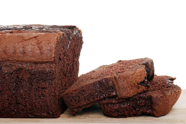 Sliced belgium chocolate cake shallow DOF — Stock Photo, Image