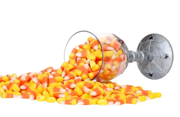 Spilled glass of candy corn — Stock Photo, Image
