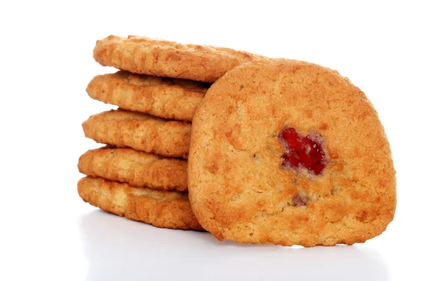 Stiva de cookie-uri umplute cu căpșuni moi mestecate — Fotografie, imagine de stoc