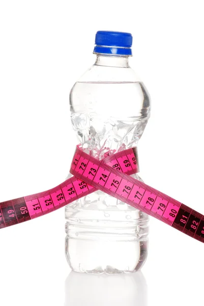 Tape measure around water bottle — Stock Photo, Image
