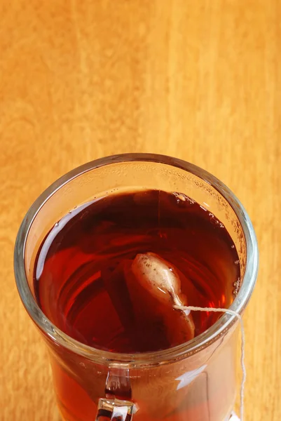 Top vista chá com saco — Fotografia de Stock