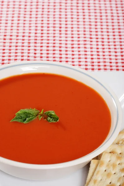 Top vista sopa de tomate — Fotografia de Stock
