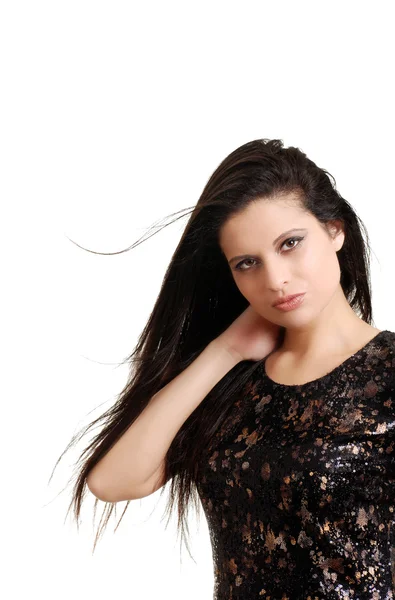 Молода іспаномовна жінка з видуванням волосся — стокове фото