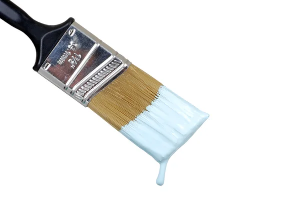 Cepillo goteando pintura azul —  Fotos de Stock