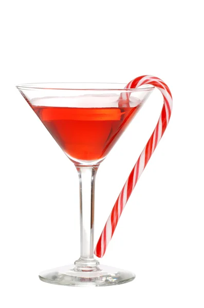 Beyaz Zemin Üzerine Şeker Kamışı Ile Izole Kırmızı Martini — Stok fotoğraf