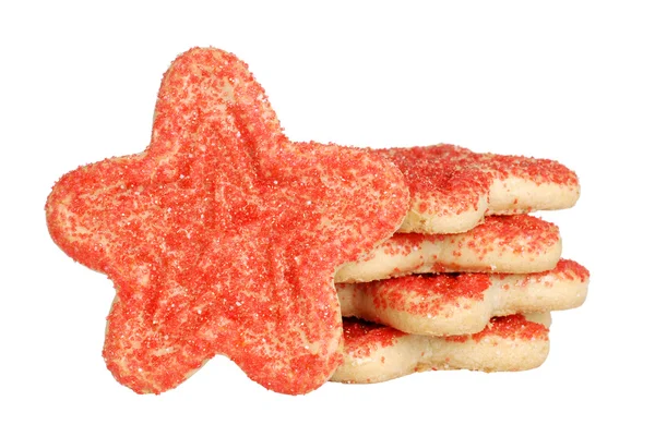 Biscoitos Natal Estrela Vermelha Isolada Fundo Branco — Fotografia de Stock