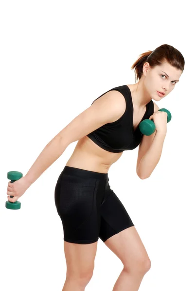 Isolated Young Woman Doing Workout White Background — Stock Photo, Image